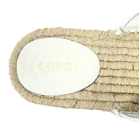 Gucci GG Logo Marmont Gold White Mattelasse‎ Espadrille Slide Flats Sandals 38.5 - Picture 8 of 11